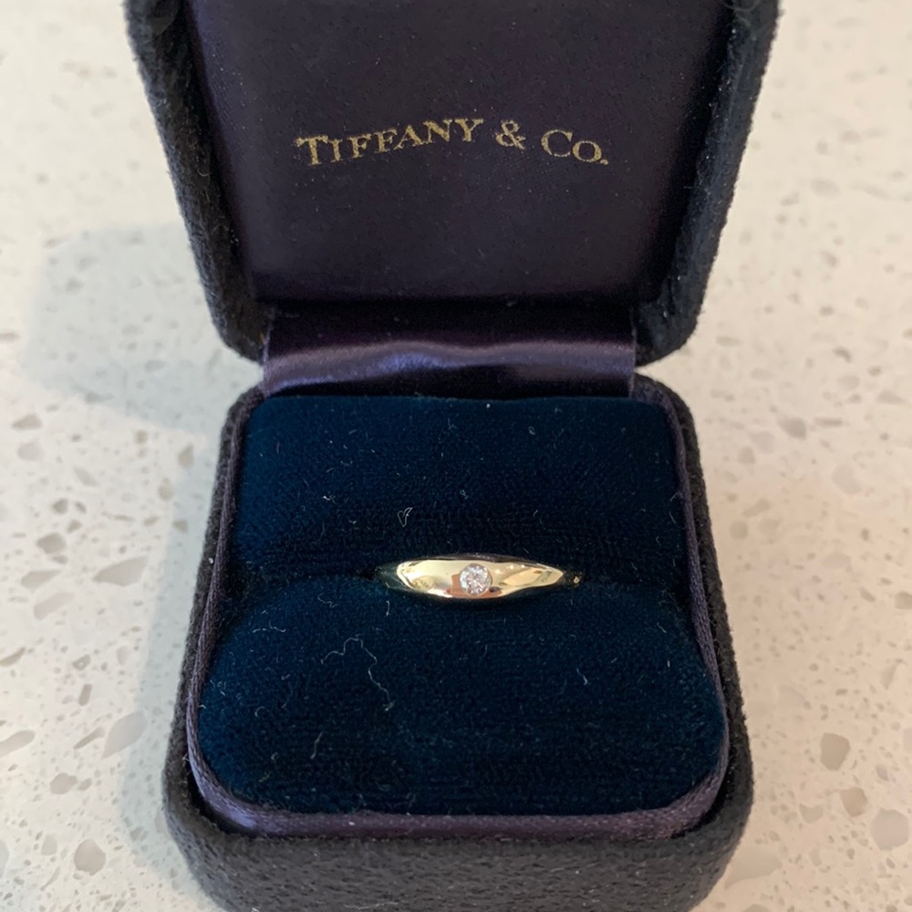 Tiffany & Co. Elsa Peretti Single Diamond Band Ring in 14K Gold